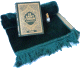 Pack Cadeau Islam : Le Saint Coran (francais-arabe-phonetique) vert + Tapis de priere en velours vert + Parfum musc mixte (3ml)