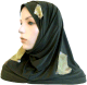 Hijab 2 pieces (bonnets tube) vert  kaki  a  carreaux de colori vert clair