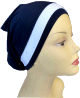 Bonnet tube habille bleu assorti d'une bande blanche