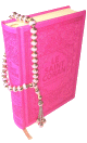 Coffret Cadeau pour femmes - Le Saint Coran (francais-arabe-phonetique) et Chapelet "Sebha" de luxe roses