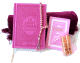 Pack Cadeau de Luxe pour Femmes : Le Saint Coran couverture similicuir + Deux Parfum Musc d'Or "Amira et Rouh Al-Musk" (8 ml) avec etui rose + Chapelet rose assorti + Tapis de priere rose