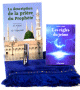 Pack Cadeau Bleu - Special Ramadan :  Livres La description de la priere du Prophete & Les regles du jeune, Tapis en velours et Parfum Musc N�1 (8 ml)