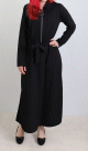 Robe longue fermeture zip avec ceinture style casual pour femme (Taille standard) - Couleur Noire
