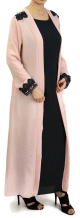 Robe longue noire avec kimono integre pour femme - Couleur rose pale