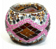 Bougeoir artisanal - Objet decoratif en verre mosaique colore