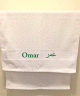 Grande Serviette de toilette blanche personnalisable avec prenom/message (50 x 100 cm) - 100% coton