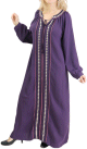 Robe Abaya brodee pour femme - Couleur Violet