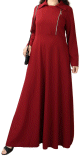 Robe tres longue evasee avec zip - Couleur Rouge bordeaux