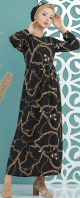 Robe noire decontractee avec imprimes "chaines" pour femme (grandes tailles disponibles)