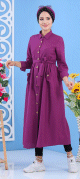 Robe de ville boutonnee pour femme style casual - Couleur violette (Grandes Tailles disponibles)