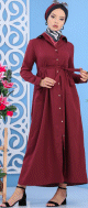 Robe longue boutonnee chic pour femme - Couleur Bordeaux