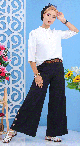 Pantalon jupe culotte avec ceinture pour femme - Couleur Noir