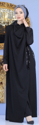 Ensemble de soiree habille et mastour pour femme - Combinaison pantalon et cape classique (2 pieces) - Couleur noir
