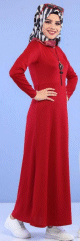 Robe longue decontractee sobre pour femme voilee - Couleur Rouge bordeaux (Robes et tenues pas cher pour hijab)
