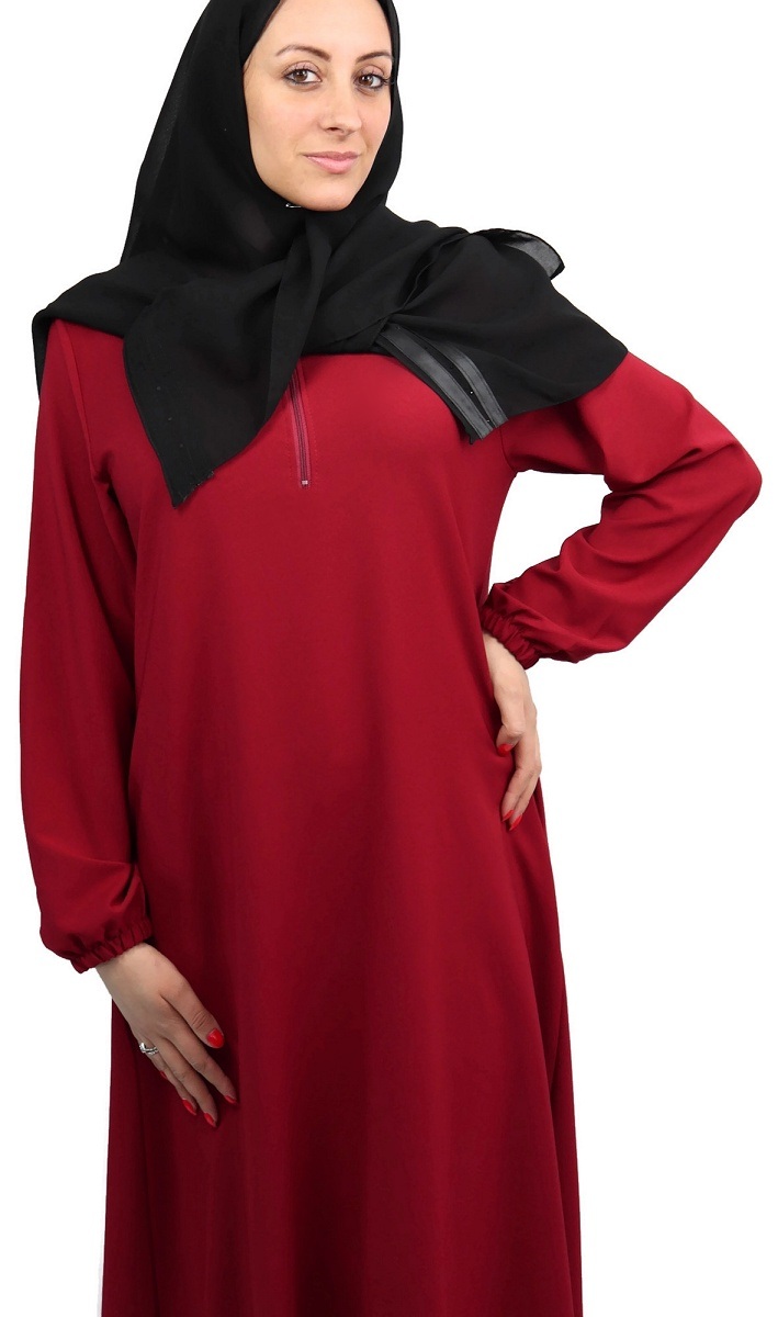 Robe de soirée pour femme voilée hijab longue en dentelle et tulle rouge  bordeaux – lavalentinadress