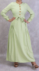 Robe longue boutonnee esprit casual pour femme - Couleur Vert amande