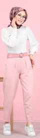 Pantalon a pinces pour femmes (Boutique en ligne Modest Fashion France) - Couleur rose