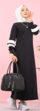 Robe longue coton pour femme musulmane (Robes hijab moderne pas cher en ligne) - Couleur noir