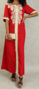Robe style algerien entierement brodee manches courtes pour femme - Couleur Rouge