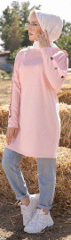 Tunique Casual Style Sweat-Shirt pour femme (Tenue Hijab moderne) - Couleur Rose poudre