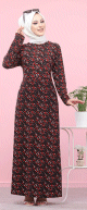 Robe longue fleurie (Mode Musulmane) pour femme voilee - Couleur Noire