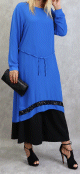 Tunique en crepe avec strass noirs (Tuniques pour femme) - Couleur Bleu roi