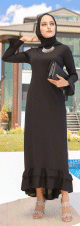 Robe longue a volants (Abaya chic Mode musulmane) - Couleur noir