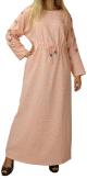 Robe longue en coton pour femme a rayures decoree de boutons - Couleur rose saumon