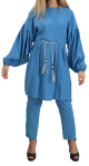 Ensemble casual femme - Deux pieces tunique et pantalon ideal pour la ville - Couleur bleu
