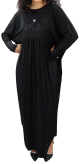 Abaya longue noire avec broderies (echarpe assortie)