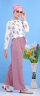 Pantalon large (Pantalons Grandes tailles) pour femme - Couleur vieux rose