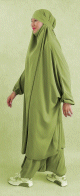 Ensemble Jilbab femme deux (2) pieces cape et sarouel (pantalon) - Couleur Vert Kaki