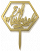 Grand Pique a gateau prisme (12 x 15 cm) avec inscription Eid Mubarak - Couleur dore avec effet miroir