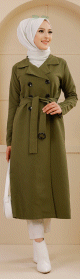 Trench femme (Manteau Hijab Saison Automne Hiver) - Couleur kaki