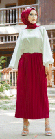 Jupe plissee pour femme - Couleur rouge Bordeaux