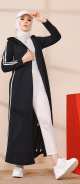 Gilet long - Veste longue sportswear (Tenue de sport pour femme musulmane) - Couleur noir
