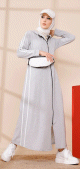 Gilet long femme - Veste longue sportswear (Tenue de sport pour Hijab) - Couleur gris clair