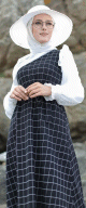 Robe longue a carreaux pour femme - Couleur noir