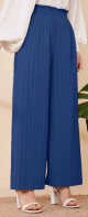 Pantalon plisse ample pour femme - Couleur bleu indigo