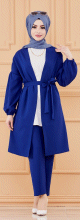 Ensemble habille pour femme : Veste et pantalon (Tenue hijab) - Couleur bleu roi
