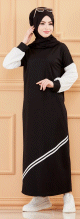 Robe moderne style decontracte (Vetement moderne femme musulmane) - Couleur noir et blanc