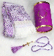 Boite cadeau ronde : Tapis de priere adulte + Sebha (chapelet musulman) - Couleur violet