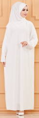 Robe de priere ample avec son foulard hijab assorti (Tenue pour femme musulmane) - Couleur blanc