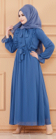 Robe de soiree pour femme (Tenue style habille pour hijab) - Couleur bleu