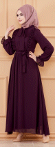 Robe de soiree chic pour femme (Tenue style habille pour hijab) - Couleur prune