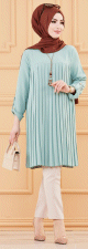 Tunique plissee style habille pour femme (Tenue elegante pour hijab) - Couleur menthe