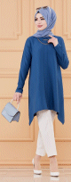 Tunique style habille pour femme voilee (Vetement hijab chic) - Couleur bleu