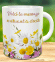 Mug fleur jaune et violet - Tasse cadeau avec message personnalise