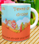 Mug pour enfant - Tasse cadeau avec 3 messages personnalises (decor nature orange et ciel bleu)