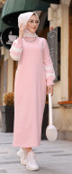 Robe longue look decontracte pour femme musulmane (Vetement hijeb pas cher) - Couleur rose clair